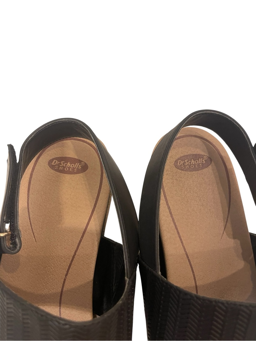 Dr. Scholl's Freestone Black and Tan Dual-Strap Slingback Sandals Shoes - Picture 3 of 7